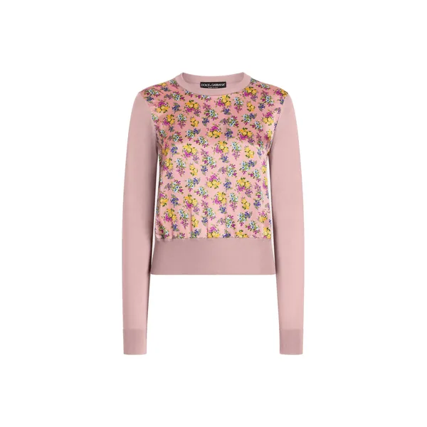 Small floral-print silk satin pullover