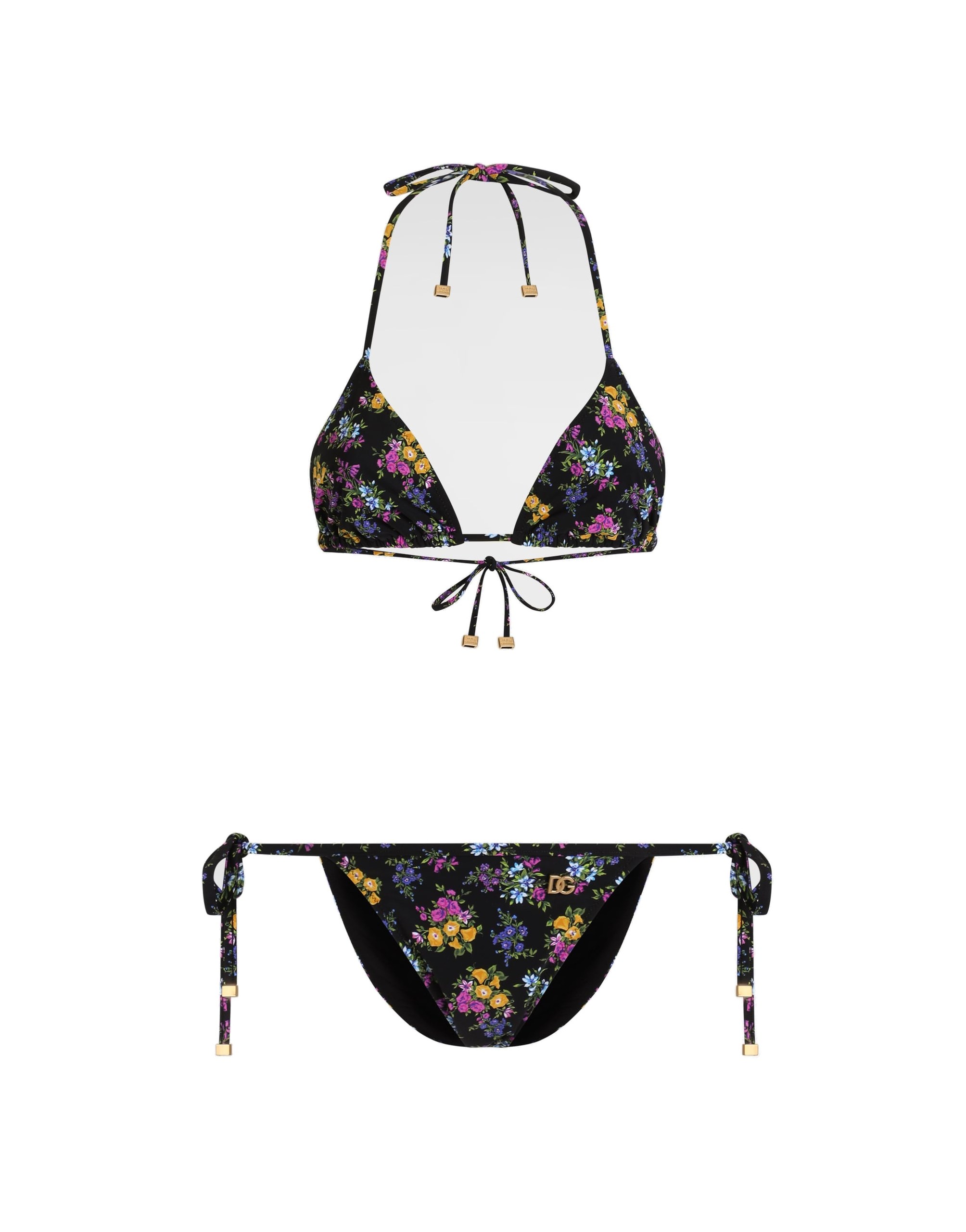 Dolce & Gabbana Small floral-print triangle bikini