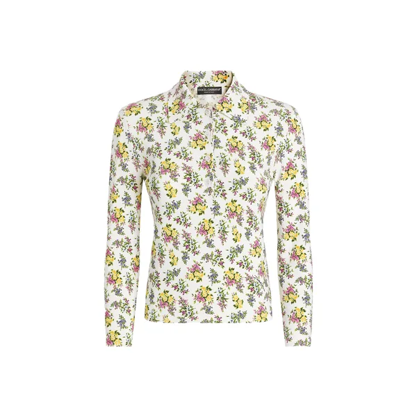 Small floral-print viscose polo shirt