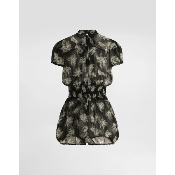 Dolce & Gabbana Small flower bouquet-print chiffon jumpsuit, view 2