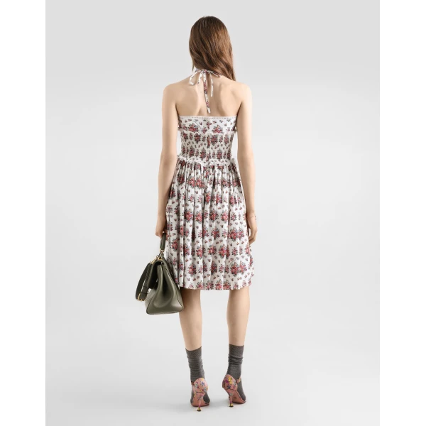 Dolce & Gabbana Small flower bouquet-print poplin dress, view 3
