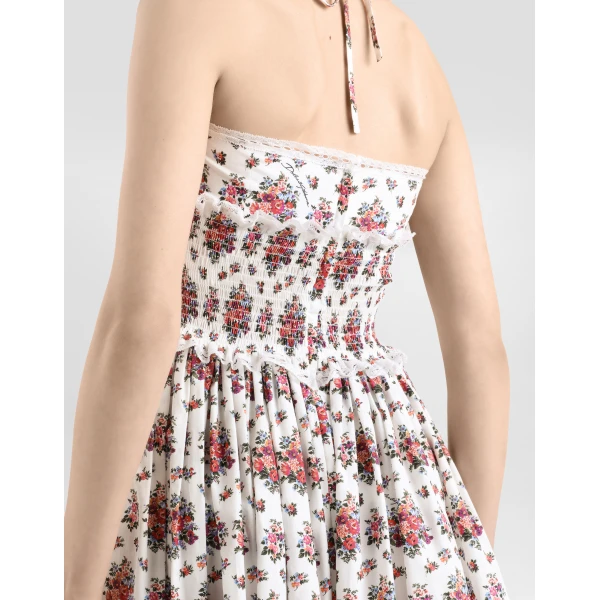 Dolce & Gabbana Small flower bouquet-print poplin dress, view 5