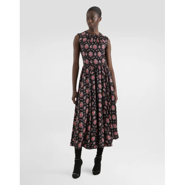 Dolce & Gabbana Small flower bouquets-print charmeuse dress, view 2