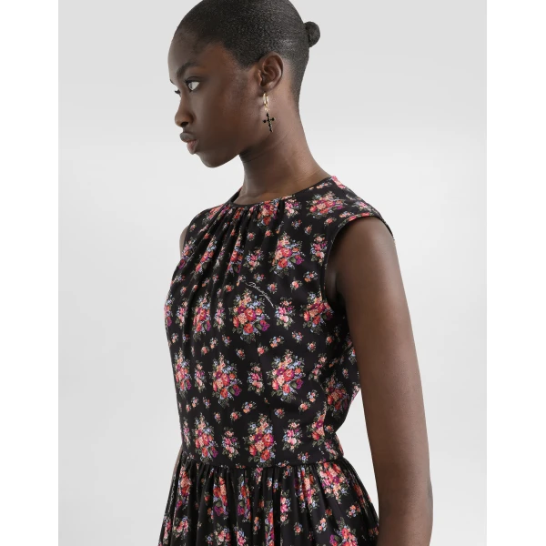 Dolce & Gabbana Small flower bouquets-print charmeuse dress, view 4