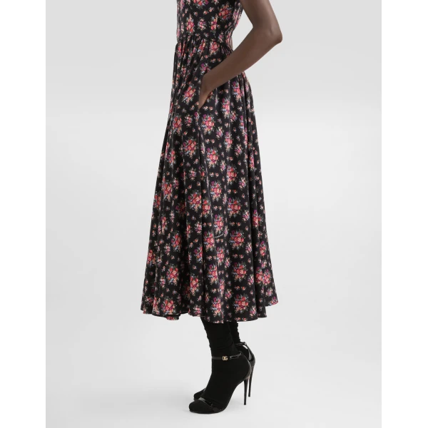 Dolce & Gabbana Small flower bouquets-print charmeuse dress, view 5