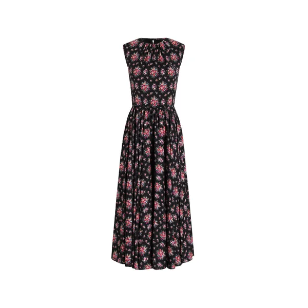 Dolce & Gabbana Small flower bouquets-print charmeuse dress