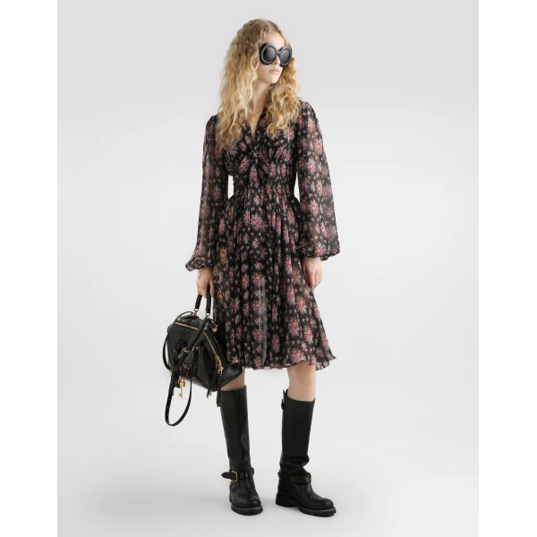 Dolce & Gabbana Small flower bouquets-print chiffon dress, view 2
