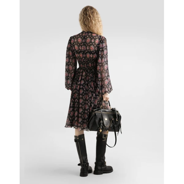 Dolce & Gabbana Small flower bouquets-print chiffon dress, view 3
