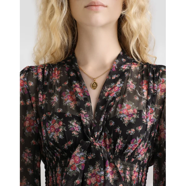 Dolce & Gabbana Small flower bouquets-print chiffon dress, view 4