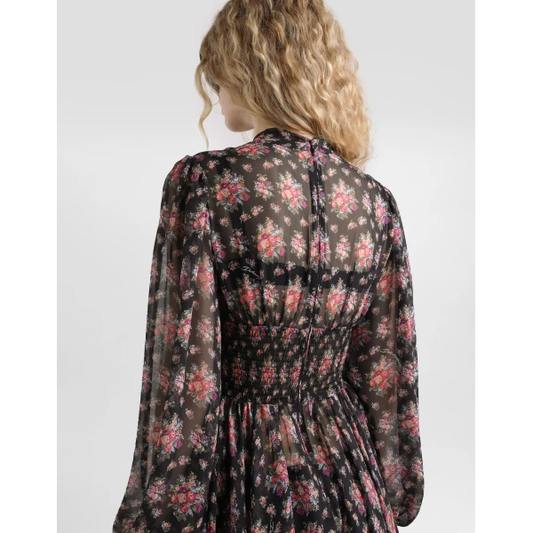Dolce & Gabbana Small flower bouquets-print chiffon dress, view 5