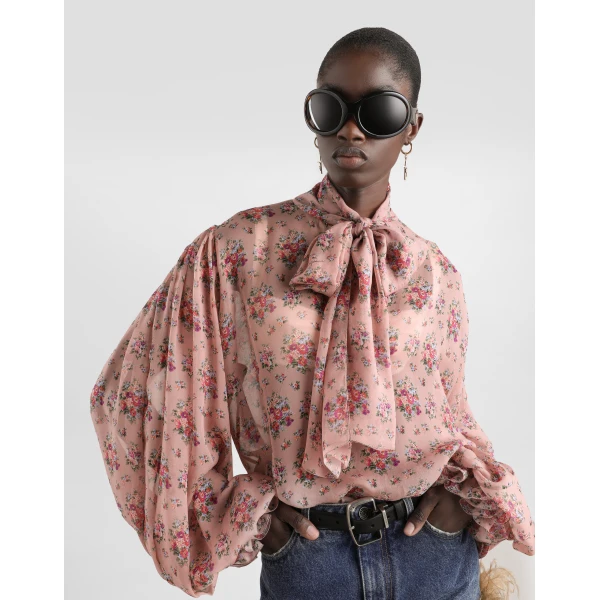 Dolce & Gabbana Small flower bouquets-print chiffon top, view 4