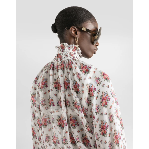 Dolce & Gabbana Small flower bouquets-print chiffon top, view 5