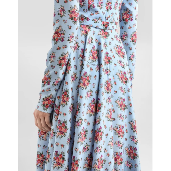 Dolce & Gabbana Small flower bouquets-print long charmeuse dress, view 5