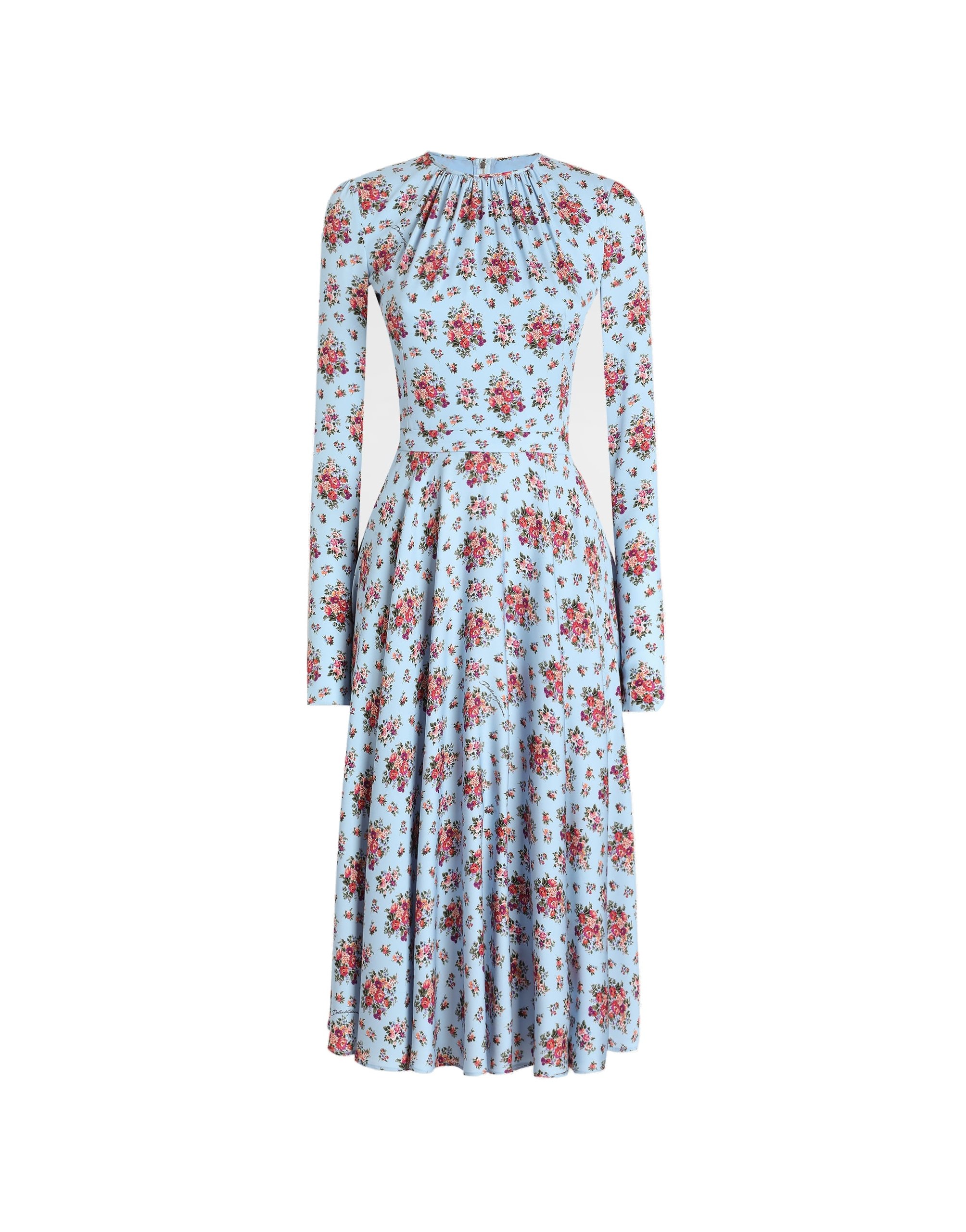 Dolce & Gabbana Small flower bouquets-print long charmeuse dress