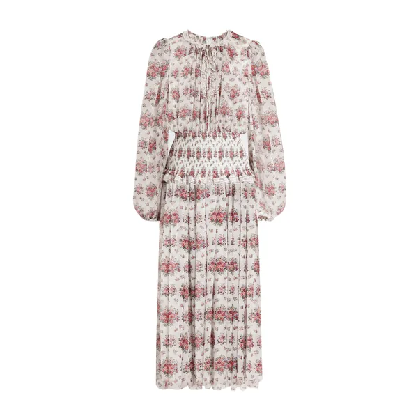 Dolce & Gabbana Small flower bouquets-print long chiffon dress