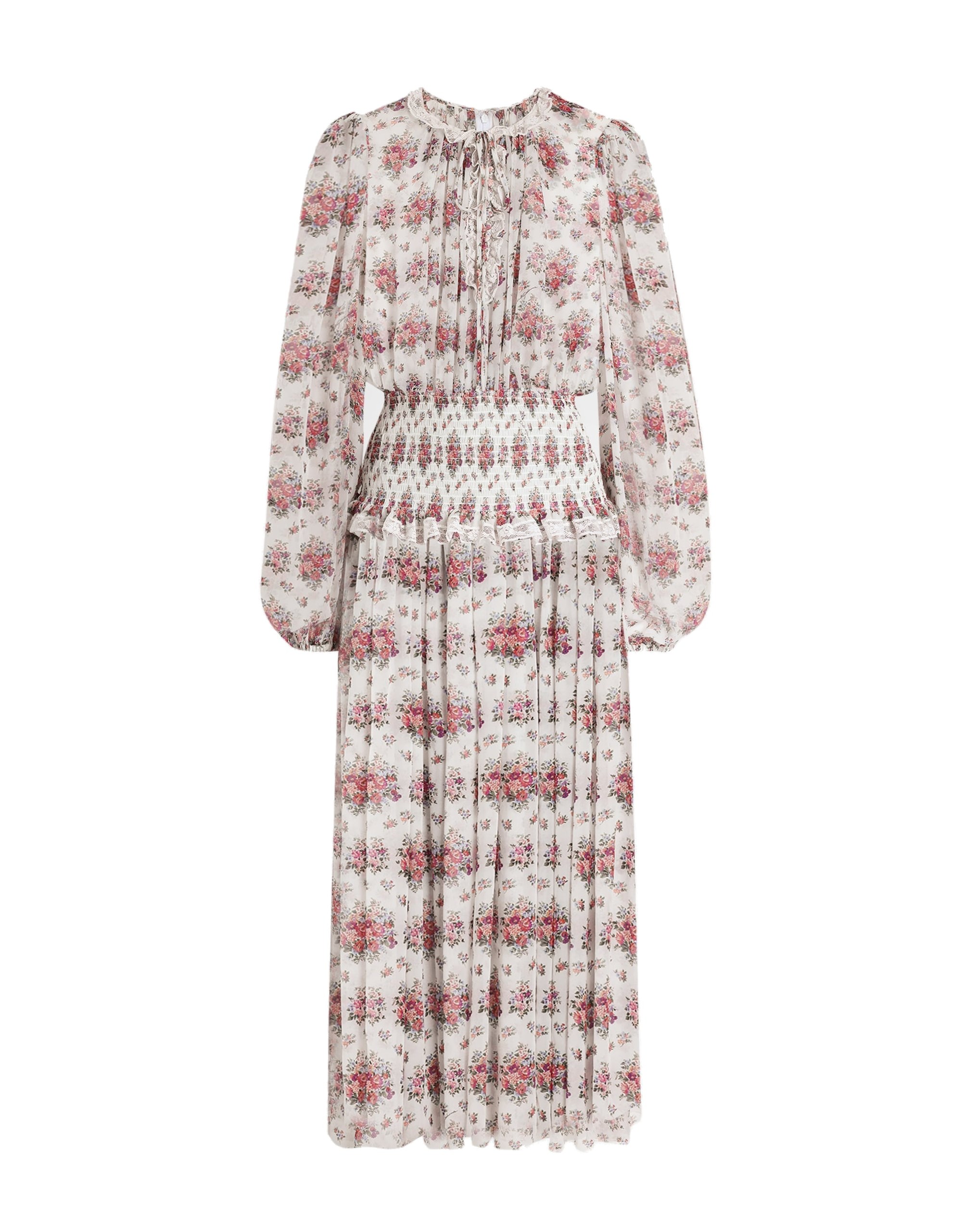 Dolce & Gabbana Small flower bouquets-print long chiffon dress