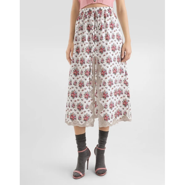 Dolce & Gabbana Small flower bouquets-print midi skirt, view 4