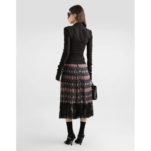 Dolce & Gabbana Small flower bouquets-print pleated chiffon skirt, view 3