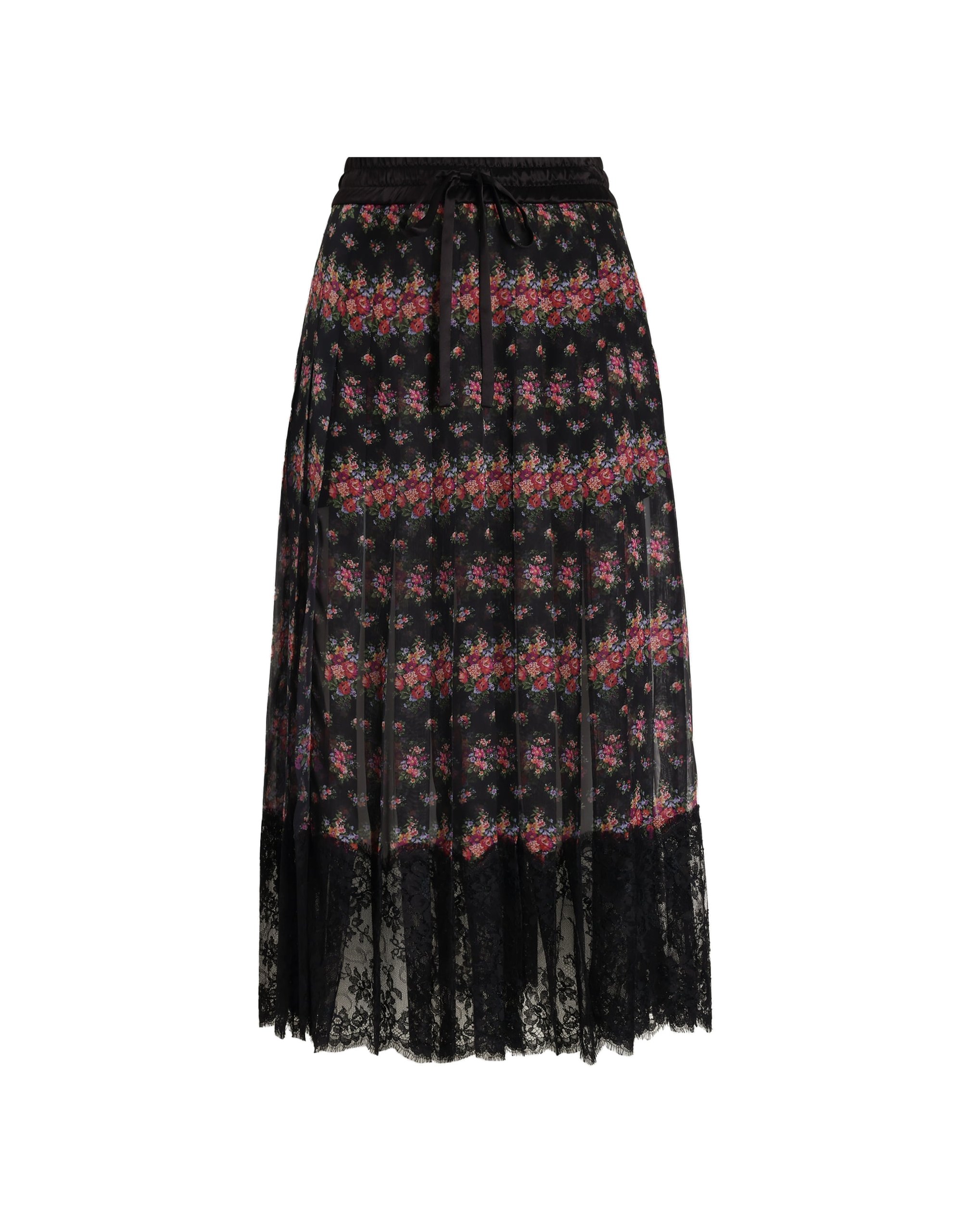 Dolce & Gabbana Small flower bouquets-print pleated chiffon skirt