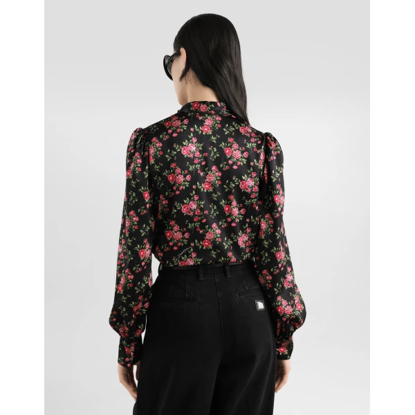 Dolce & Gabbana Small rose bouquet-print satin shirt, view 5