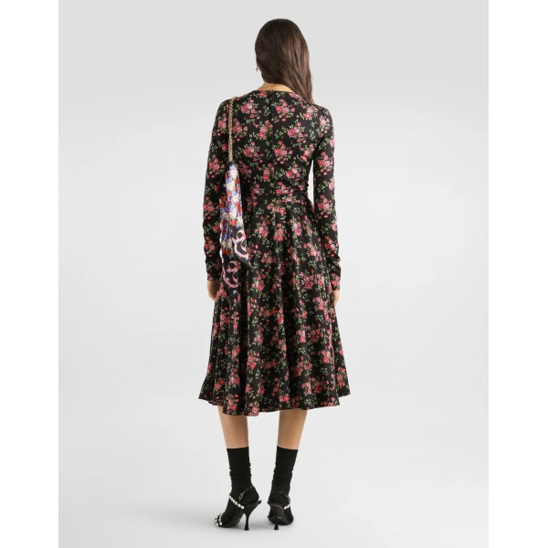 Dolce & Gabbana Small rose bouquets-print charmeuse dress, view 3