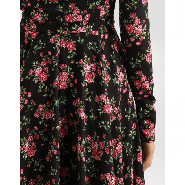 Dolce & Gabbana Small rose bouquets-print charmeuse dress, view 5