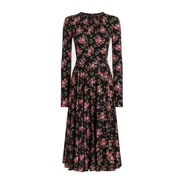 Dolce & Gabbana Small rose bouquets-print charmeuse dress