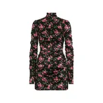 Dolce & Gabbana Small rose bouquets-print long satin dress