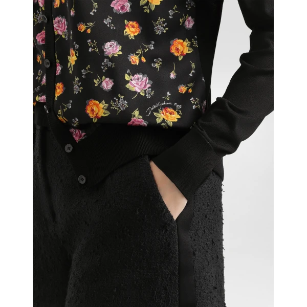 Dolce & Gabbana Small rose bouquets-print satin cardigan, view 4