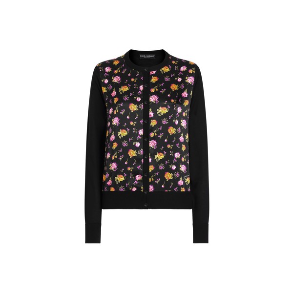 Dolce & Gabbana Small rose bouquets-print satin cardigan