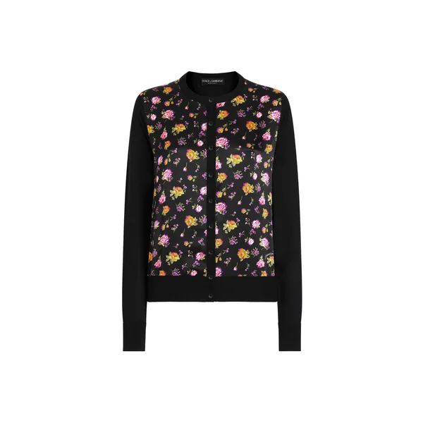 Dolce & Gabbana Small rose bouquets-print satin cardigan