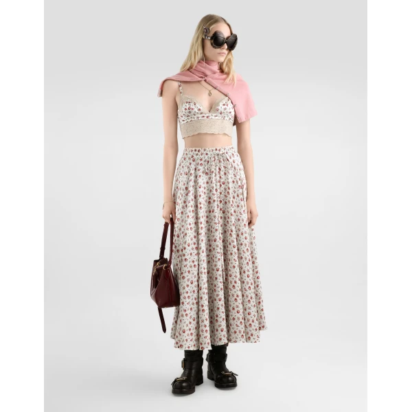 Dolce & Gabbana Small rose-print charmeuse circle skirt, view 2