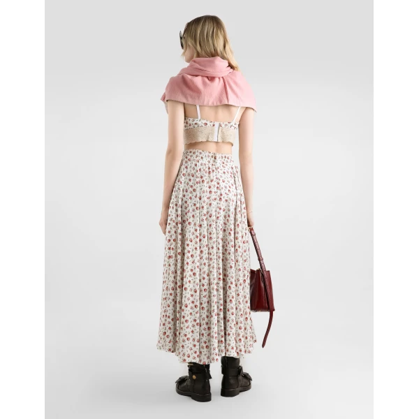 Dolce & Gabbana Small rose-print charmeuse circle skirt, view 3