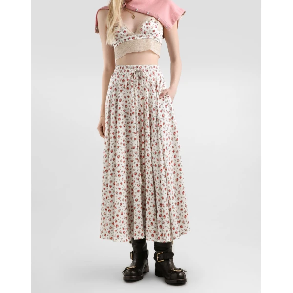 Dolce & Gabbana Small rose-print charmeuse circle skirt, view 4
