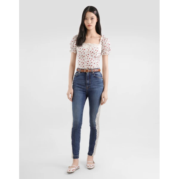 Dolce & Gabbana Small rose-print charmeuse top, view 2