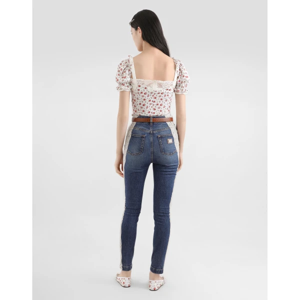 Dolce & Gabbana Small rose-print charmeuse top, view 3