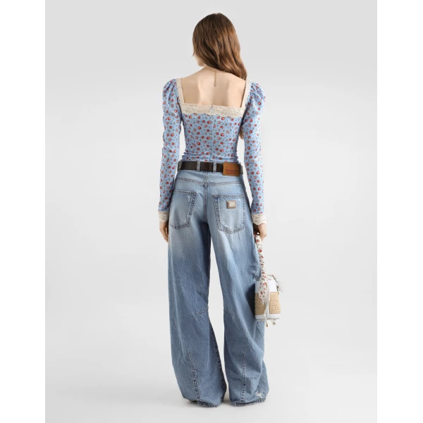 Dolce & Gabbana Small rose-print charmeuse top, view 3