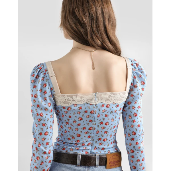 Dolce & Gabbana Small rose-print charmeuse top, view 5