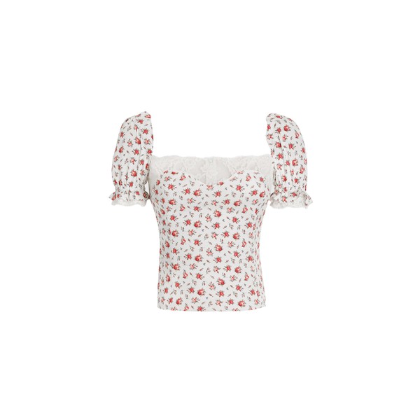 Dolce & Gabbana Small rose-print charmeuse top