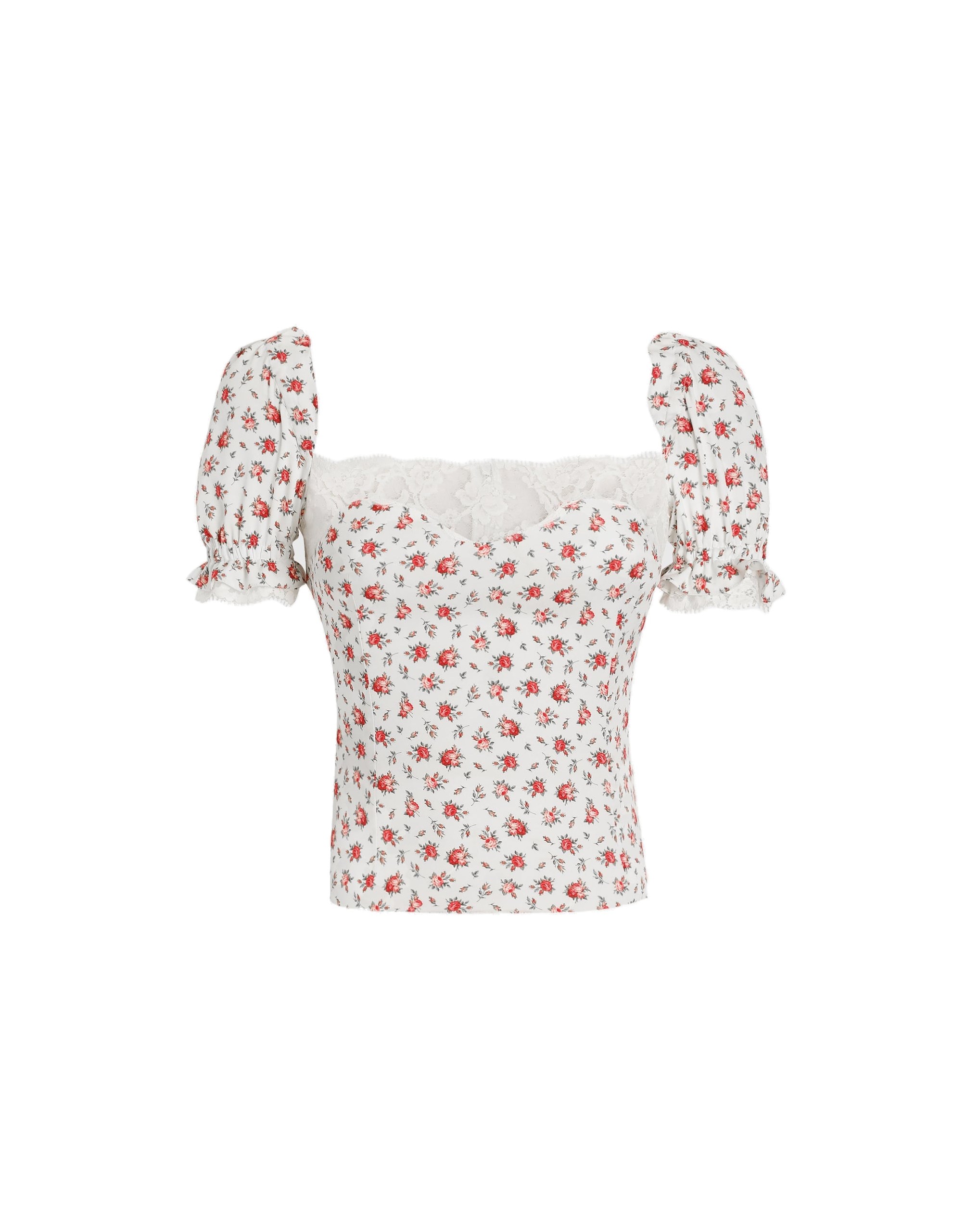 Dolce & Gabbana Small rose-print charmeuse top