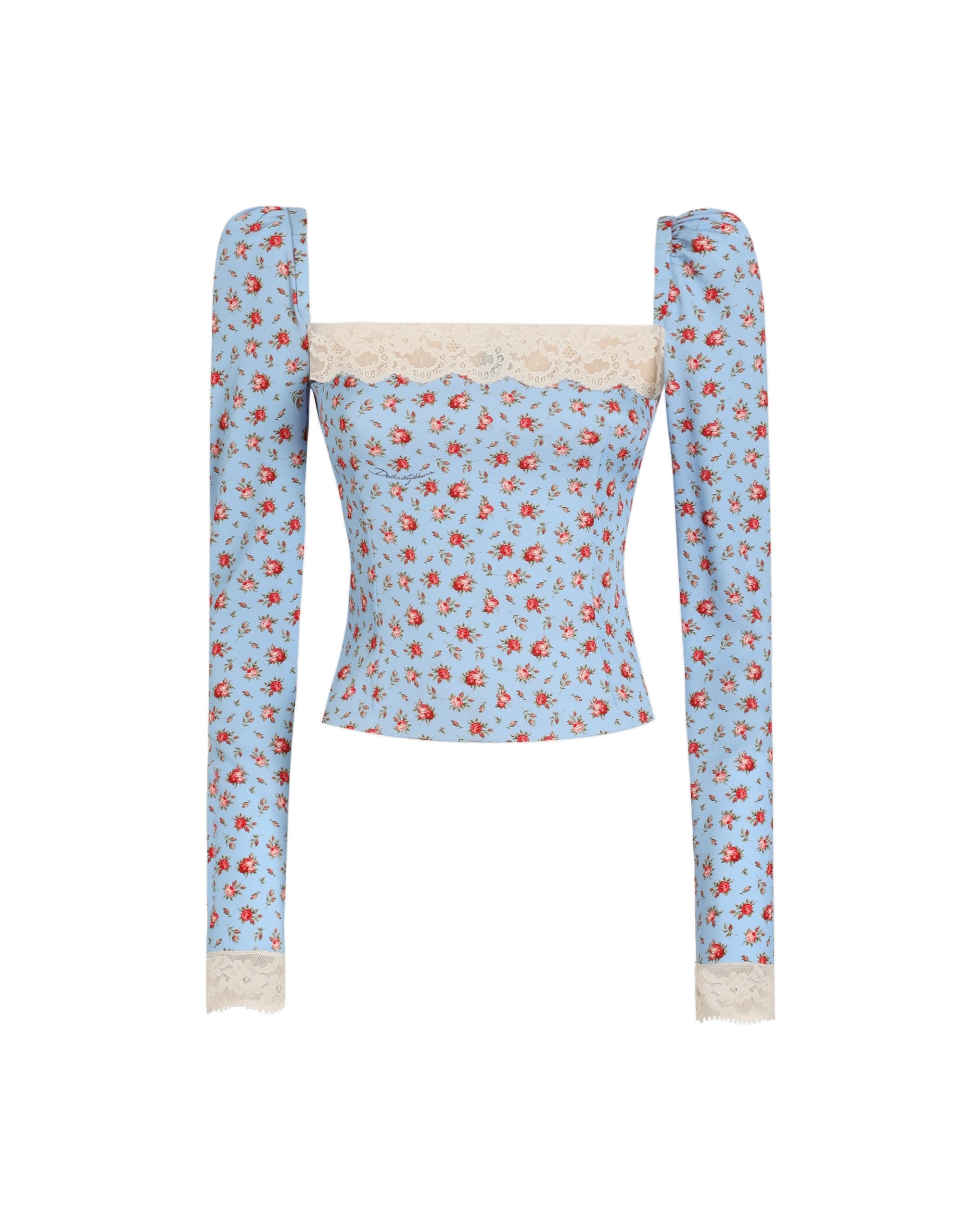 Dolce & Gabbana Small rose-print charmeuse top