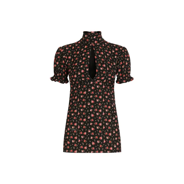 Dolce & Gabbana Small rose-print charmeuse top