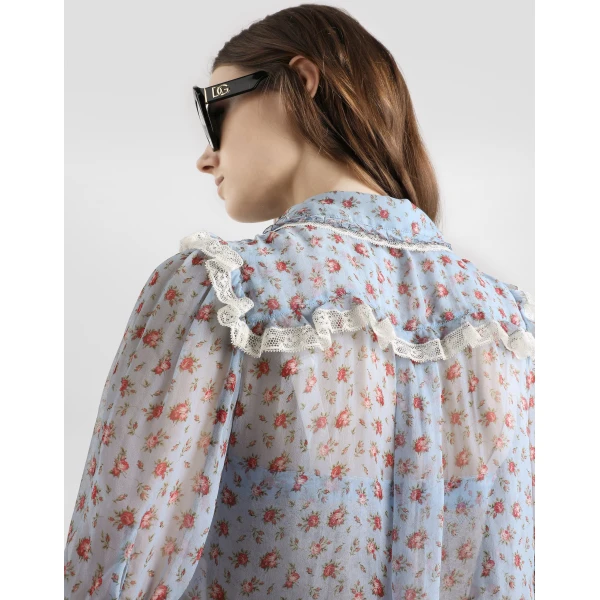Dolce & Gabbana Small rose-print chiffon shirt, view 5