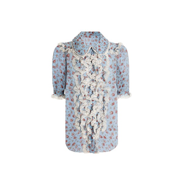 Dolce & Gabbana Small rose-print chiffon shirt