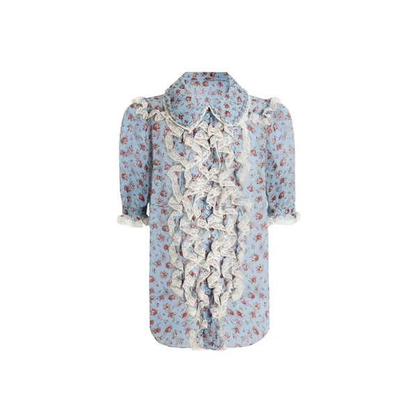 Dolce & Gabbana Small rose-print chiffon shirt