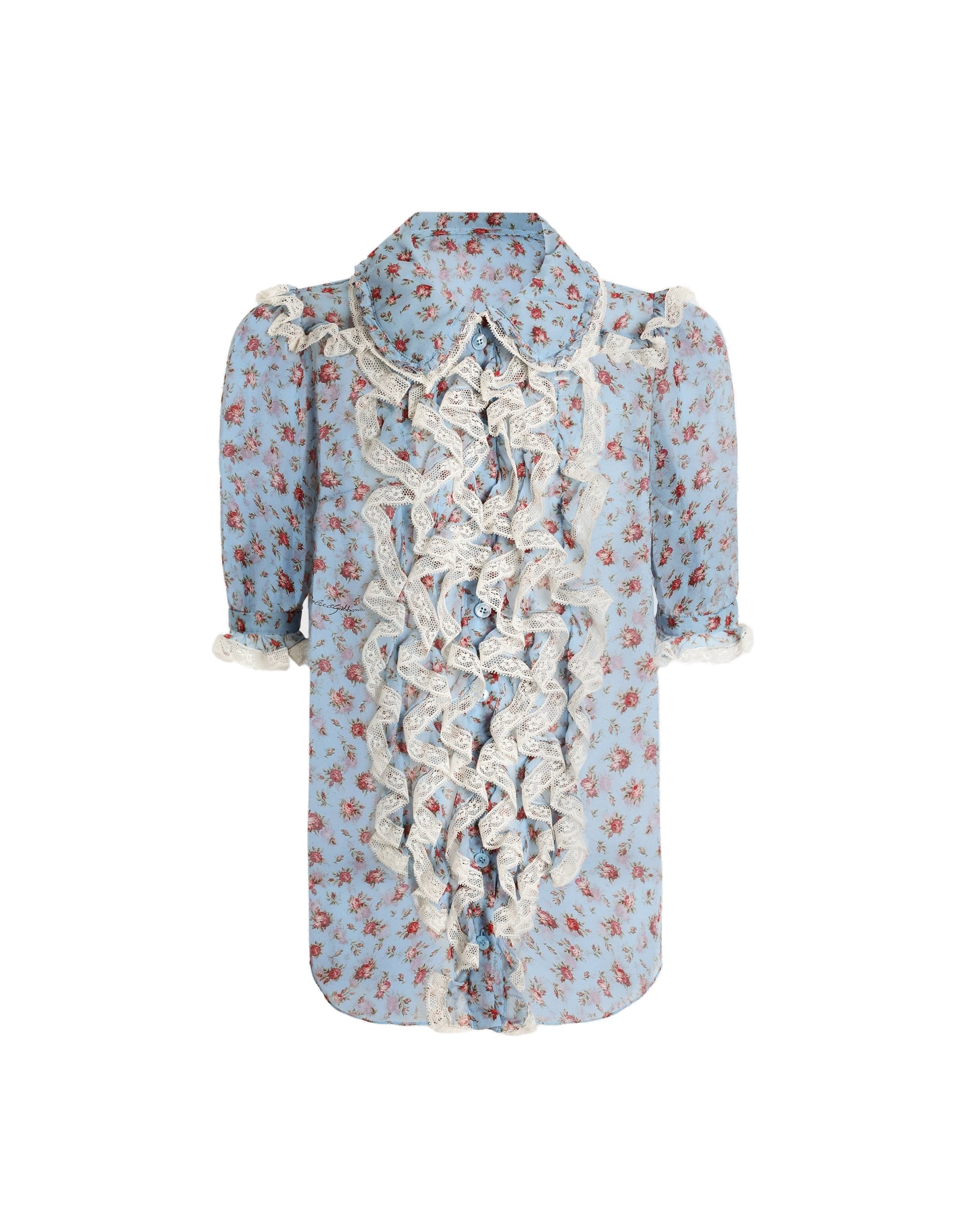 Dolce & Gabbana Small rose-print chiffon shirt