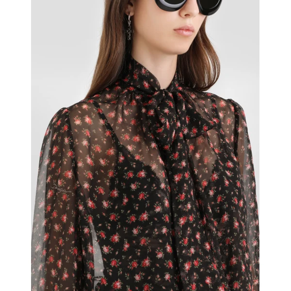 Dolce & Gabbana Small rose-print chiffon top, view 4