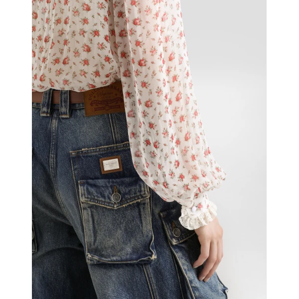 Dolce & Gabbana Small rose-print chiffon top, view 5