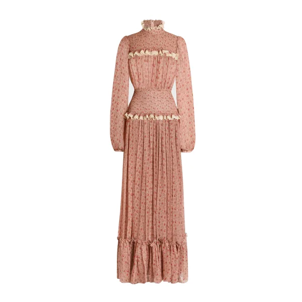 Dolce & Gabbana Small rose-print long chiffon dress