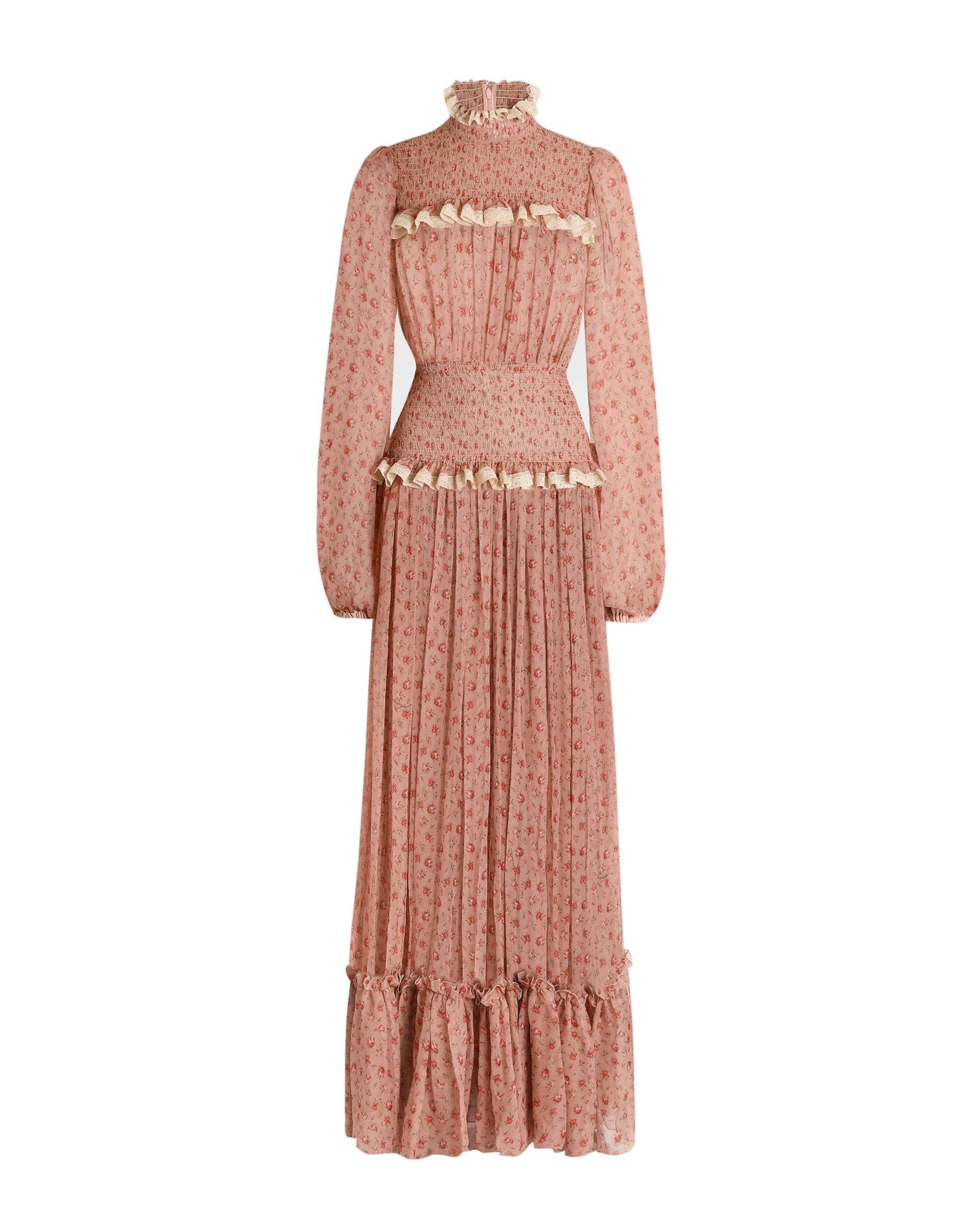 Dolce & Gabbana Small rose-print long chiffon dress